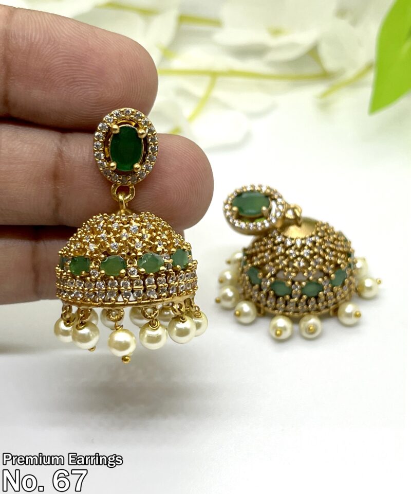 Excellent Multistone Two Layer Jhumkas - Image 5