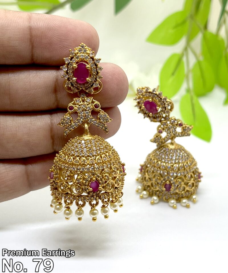 Excellent Multistone Two Layer Jhumkas - Image 3