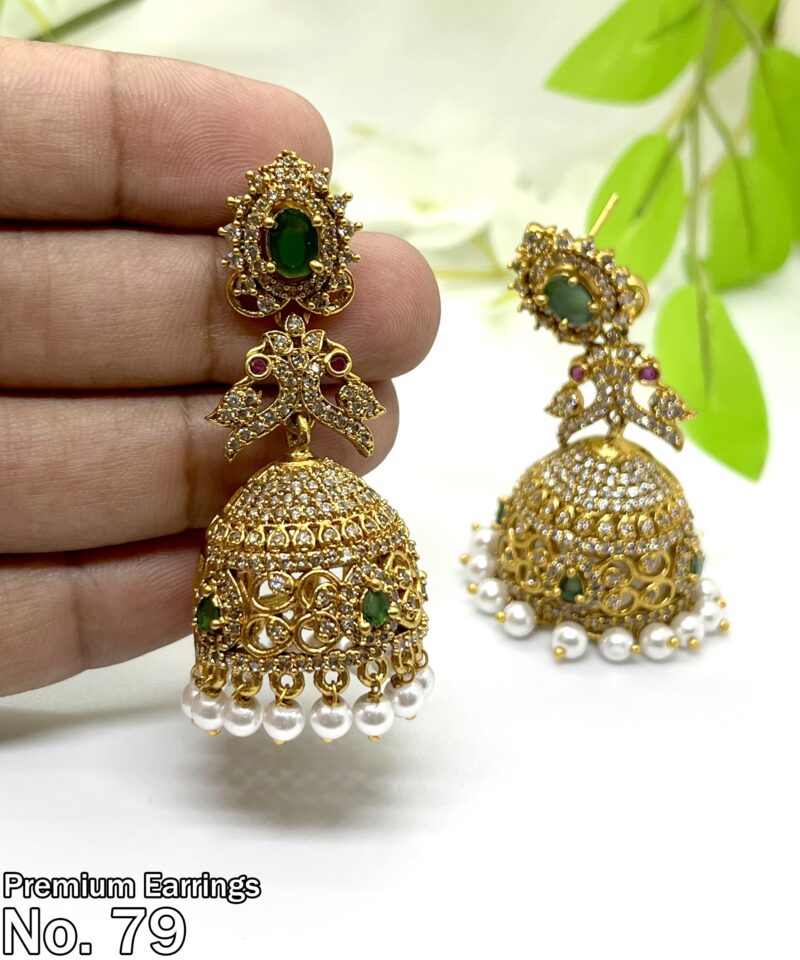 Excellent Multistone Two Layer Jhumkas - Image 2