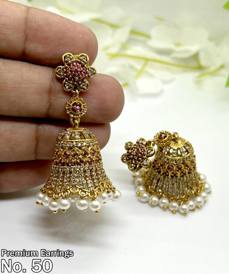 Trendy Jadau Kundan Hook Drop Jhumkas